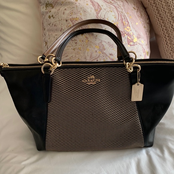 Coach Handbags - Coach black and brown satchel with Fabric in the front last price